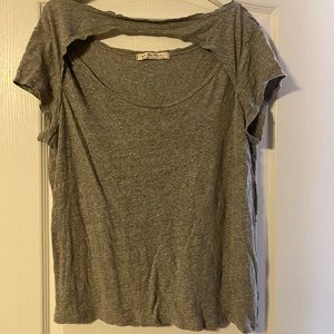 Free People Grey Cut Out Shirt